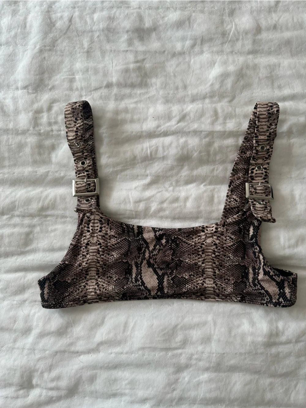 FRANKIES Snake Print Adjustable Strap Reptile Tank Top - Brown M